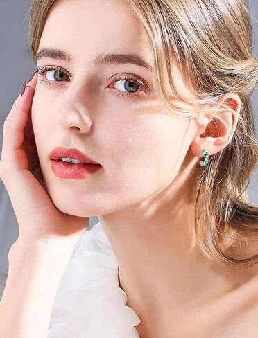 Half Hoop Earrings for Women 925 Sterling Silver Cut Cubic Zirconia Small Open Mini Hoop Earrings in Saudi Arabia