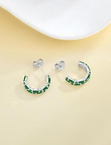 Half Hoop Earrings for Women 925 Sterling Silver Cut Cubic Zirconia Small Open Mini Hoop Earrings in Saudi Arabia