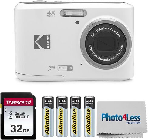 كاميرا رقمية KODAK PIXPRO FZ45 بدقة 16 ميجابكسل مع زووم بصري 4X وزاوية عريضة 27 مم وشاشة LCD مقاس 2.7 بوصة مع بطاقة ذاكرة SD سعة 32 جيجابايت، وبطاريات AA (4 عبوات)، وقطعة قماش لتنظيف العدسات (أحمر) in Kuwait