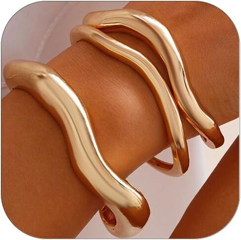 أساور الإسورة الذهبية للنساء العصرية العصرية المفصلية غير النظامية سوار على نطاق واسع المجوهرات الحد الأدنى in Kuwait