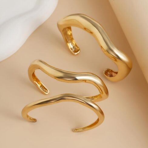 أساور الإسورة الذهبية للنساء العصرية العصرية المفصلية غير النظامية سوار على نطاق واسع المجوهرات الحد الأدنى in Kuwait