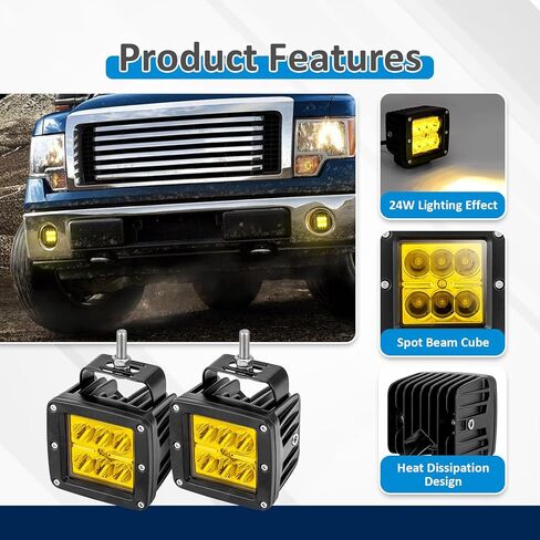 Wsays 2PCS LED Amber Light Pods & Ditch Hood Hinge LED Pod Mount Bracket w/Wiring Kit Compatible with Toyota Tacoma 2005-2015 in Saudi Arabia