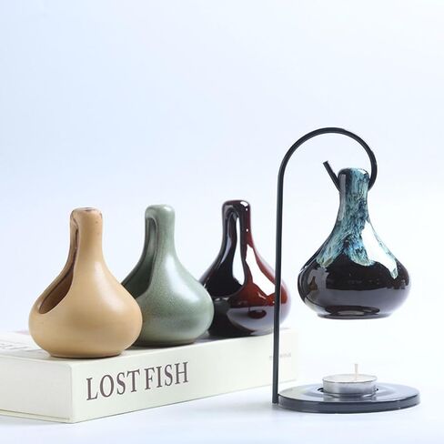 Tear Drop Essential Oil Burner Wax Melt Burners, Aromatherapy Aroma Burner Ceramic Oil Diffuser Candle Tealight Holder Home Bedroom Decor-C1 in Kuwait