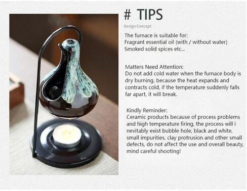 Tear Drop Essential Oil Burner Wax Melt Burners, Aromatherapy Aroma Burner Ceramic Oil Diffuser Candle Tealight Holder Home Bedroom Decor-C1 in Kuwait