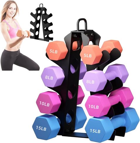 Weight Rack for Dumbbells, 5 Tiers Compact A-Frame Home Gym Organizer, Dumbbell Rack Stand Only, Alloy Steel Dumbbell Rack with Handle for Home Gym and Workout (Dumbbells Not Include) in Kuwait