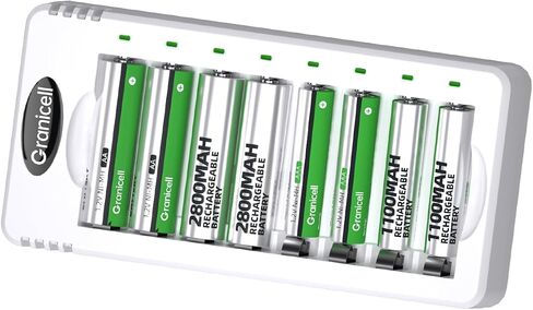 8 Bay Smart Battery Charger with AA & AAA Rechargeable Batteries,8 Pcs AA 2800mAh & 8 Pcs AAA 1100mAh High Capacity NiMH Battery in Saudi Arabia