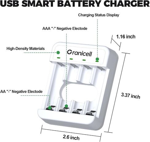 8 Bay Smart Battery Charger with AA & AAA Rechargeable Batteries,8 Pcs AA 2800mAh & 8 Pcs AAA 1100mAh High Capacity NiMH Battery in Saudi Arabia