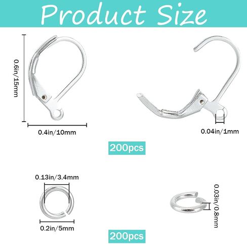 1 Box 200Pcs Leverback Earring Findings Gold Earring Hooks Bulk French Brass Lever Back Ear Wires with 200Pcs Jump Rings Small Huggie Earring Hooks for Jewelry Making Supplies DIY Craft Women in Saudi Arabia