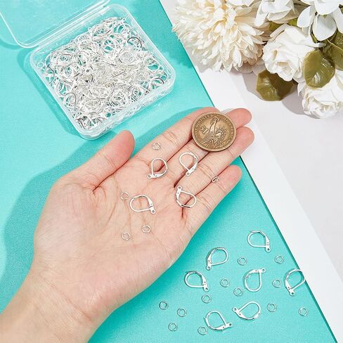 1 Box 200Pcs Leverback Earring Findings Gold Earring Hooks Bulk French Brass Lever Back Ear Wires with 200Pcs Jump Rings Small Huggie Earring Hooks for Jewelry Making Supplies DIY Craft Women in Saudi Arabia
