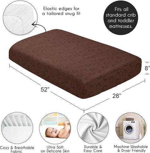 Sweet Jojo Designs Tan Brown Western Cowboy Boy Baby Fitted Crib Sheet Set Infant Newborn Nursery Toddler Bed Room Standard Mattress 3p Wild West Horseshoe Cow Print Southern Country Horse Animal in Saudi Arabia