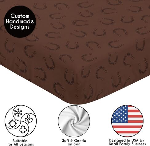 Sweet Jojo Designs Tan Brown Western Cowboy Boy Baby Fitted Crib Sheet Set Infant Newborn Nursery Toddler Bed Room Standard Mattress 3p Wild West Horseshoe Cow Print Southern Country Horse Animal in Saudi Arabia