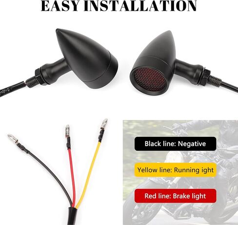Motorcycle Led Turn Signals 2PCS Front Indicator Light Red Tail Lights 10mm Universal Retro Bullet Signal Lamp Super Bright Universal 12V 15LED for Honda Harley Yamaha (Black Shell Red Light) in Kuwait