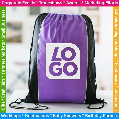 Custom Two-Tone Drawstring Tote Bags - Single Color Imprint for Promotions, Gifts, & Events in Saudi Arabia