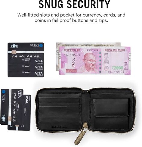 Stylish Slim Zip Around Wallet | Women's & Mens Bifold Wallet Purse With Coin, Card Slots | Soft Genuine Leather in Saudi Arabia