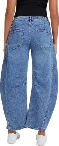 OVRUNS Women's Maternity Baggy Jeans Stretch Barrel Jeans Side Panel Loose Pregnancy Denim Pants with Pockets in Kuwait