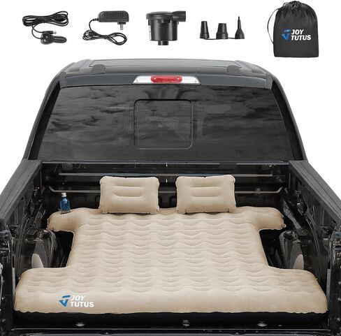 JOYTUTUS 3.0 Upgraded Light Version Truck Bed Air Mattress for Camping, Thicken Inflatable Mattress for 5.5-5.8Ft Short Truck Bed,with Built-in Cup Holder&2 Inflatable Pillow,Full-Size,Grey Blue in Saudi Arabia