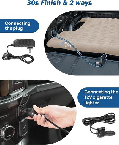 JOYTUTUS 3.0 Upgraded Light Version Truck Bed Air Mattress for Camping, Thicken Inflatable Mattress for 5.5-5.8Ft Short Truck Bed,with Built-in Cup Holder&2 Inflatable Pillow,Full-Size,Grey Blue in Saudi Arabia