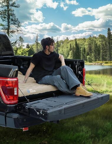 JOYTUTUS 3.0 Upgraded Light Version Truck Bed Air Mattress for Camping, Thicken Inflatable Mattress for 5.5-5.8Ft Short Truck Bed,with Built-in Cup Holder&2 Inflatable Pillow,Full-Size,Grey Blue in Saudi Arabia
