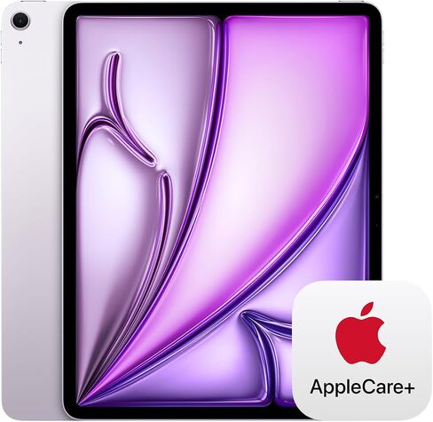 Apple iPad Air 13-inch with M3 chip Built for Apple Intelligence, Liquid Retina Display, 256GB, 12MP Front/Back Camera, Wi-Fi 6E + 5G Cellular, Touch ID — Purple with AppleCare+ (2 Years) in Saudi Arabia