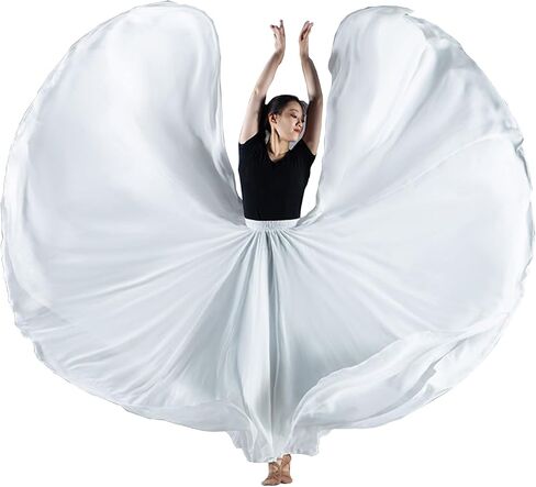 720°Chiffon Ankle Length Dance Skirt Bellydance Skirts Women Dance Skirt Modern Costume Maxi Skirts for Ballerina in Kuwait