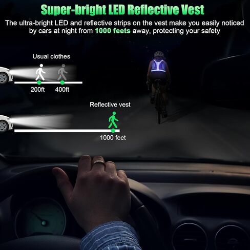 LED Reflective Vest Running Gear, 5 Colors Lights Up Running Vest for Night Walking Cycling, Adjustable Size for Men Women Kids, Rechargeable and Lightweight in Saudi Arabia