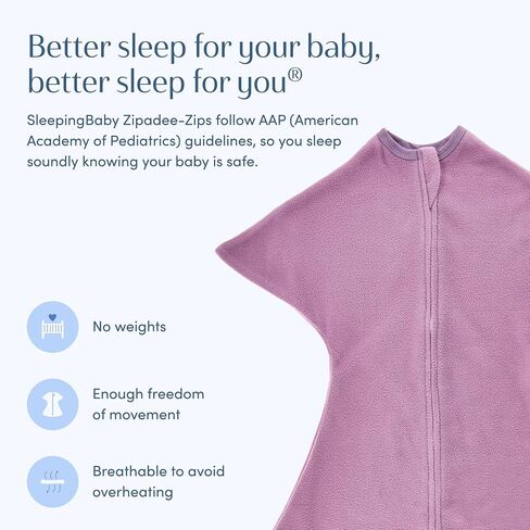 قماط SleepingBaby Zipadee-Zip Transition - بطانية قماط صوف للأطفال بسحاب - ريحان صوف، صغير جدًا (3-6 أشهر) in Saudi Arabia