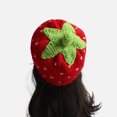 yolrdiw Women's Crochet Strawberry Hat Knitted Cute Beanies Y2k Fruit Cap for Girl in Saudi Arabia