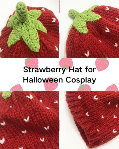 yolrdiw Women's Crochet Strawberry Hat Knitted Cute Beanies Y2k Fruit Cap for Girl in Saudi Arabia