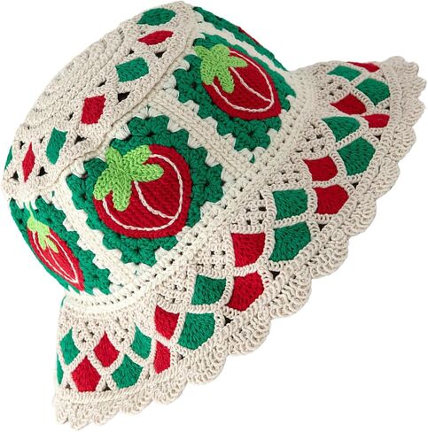 yolrdiw Women's Crochet Strawberry Hat Knitted Cute Beanies Y2k Fruit Cap for Girl in Saudi Arabia