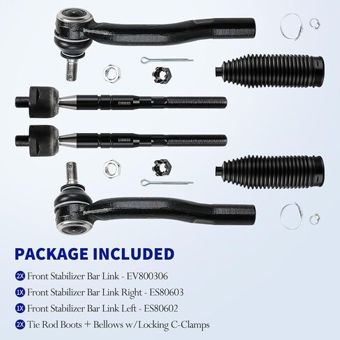 طقم LCWRGS Front Tie Rod Linds لعام 2007 2008 2009 2010 2011 Toyota Camry ، 4 نهايات قضيب ربط داخلي وخارجي 2 أحذية ، EV800306 ES80603 ES80602-6pcs in Saudi Arabia