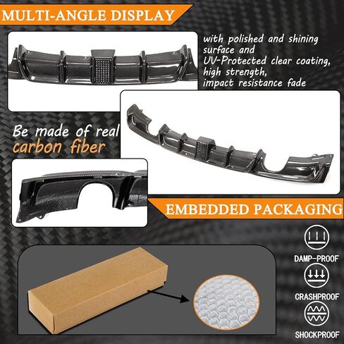 MCARCAR KIT Carbon Fiber Rear Diffuser for BMW 3 Series F30 F35 M Sport 2012-2018 320i 325i 328i 330i 335i 340i M-Tech Lower Bumper Lip Spoiler Body Kit with Light (Single Muffer Dual Out) in Saudi Arabia
