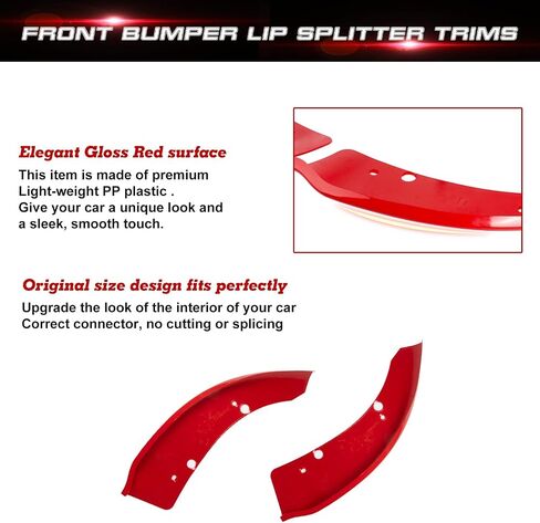 Xotic Tech 2PCS Front Splitter Spoiler Protector Pumper Lip Corner Edge Kit W/Quick Enervation Fasterner مع توافق مع Dodge Charger Hellcat/SRT 392/SCAT Pack/RT SCAT Pack 2015-24 ، GT/RT 2019-24 ، RED in Kuwait