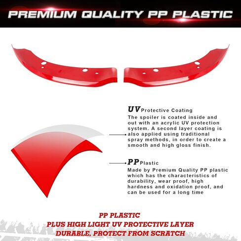 Xotic Tech 2PCS Front Splitter Spoiler Protector Pumper Lip Corner Edge Kit W/Quick Enervation Fasterner مع توافق مع Dodge Charger Hellcat/SRT 392/SCAT Pack/RT SCAT Pack 2015-24 ، GT/RT 2019-24 ، RED in Kuwait
