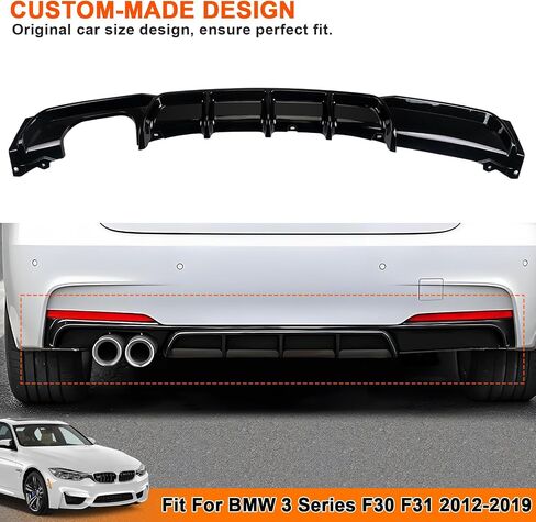 توافق الناشر الوفير الخلفي للسيارة مع BMW 3 Series F30 F31 M-Sport 2012-2019،318i 320i 325i 328d 330i 335i 340i Xdrive الخلفية المصدفة الشفة العادم in Kuwait