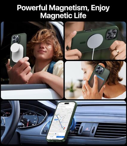 Magnetic Shockproof for iPhone 16 Pro Max Case, Skin-friendly[Compatible with MagSafe] [Military-Grade Drop Protection]Anti-Yellow Translucent Slim Cover for iPhone 16 Pro Max Phone Case, Black in Saudi Arabia