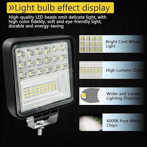 4INCH LED LED LIGHT PODS ، 126W مربع LED LED LID ، 12V 24V Spot & Flood Off Road Lights ، LED FOG LIGHT TRACK TRACK TRACK LIGH in Saudi Arabia