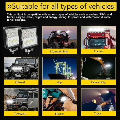4INCH LED LED LIGHT PODS ، 126W مربع LED LED LID ، 12V 24V Spot & Flood Off Road Lights ، LED FOG LIGHT TRACK TRACK TRACK LIGH in Saudi Arabia