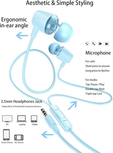 2-Pack Teens Wired Earbuds with Cases, 3.5mm School Headphones, Crack in Kuwait