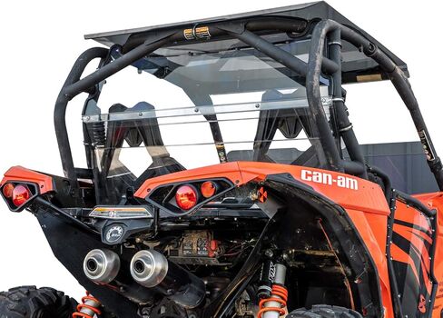 SuperATV Rear Windshield for 2013-2018 Can Am Maverick | Made of 1/4â€ Clear Standard Polycarbonateâ€"250x Stronger Than Glass and 25x Stronger Than Acrylic | Made in the USA in Saudi Arabia