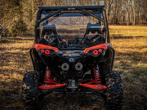 SuperATV Rear Windshield for 2013-2018 Can Am Maverick | Made of 1/4â€ Clear Standard Polycarbonateâ€"250x Stronger Than Glass and 25x Stronger Than Acrylic | Made in the USA in Saudi Arabia