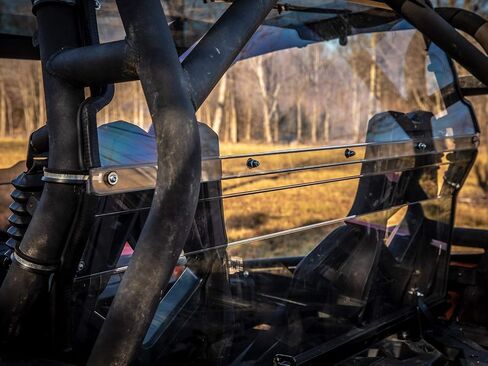 SuperATV Rear Windshield for 2013-2018 Can Am Maverick | Made of 1/4â€ Clear Standard Polycarbonateâ€"250x Stronger Than Glass and 25x Stronger Than Acrylic | Made in the USA in Saudi Arabia