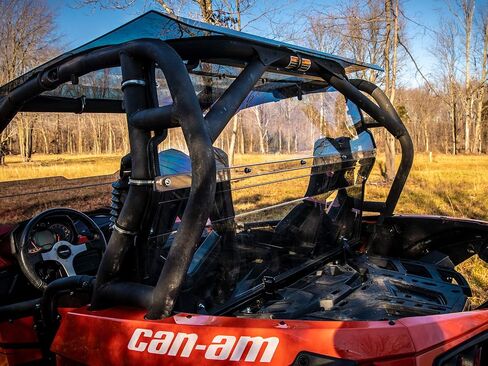 SuperATV Rear Windshield for 2013-2018 Can Am Maverick | Made of 1/4â€ Clear Standard Polycarbonateâ€"250x Stronger Than Glass and 25x Stronger Than Acrylic | Made in the USA in Saudi Arabia