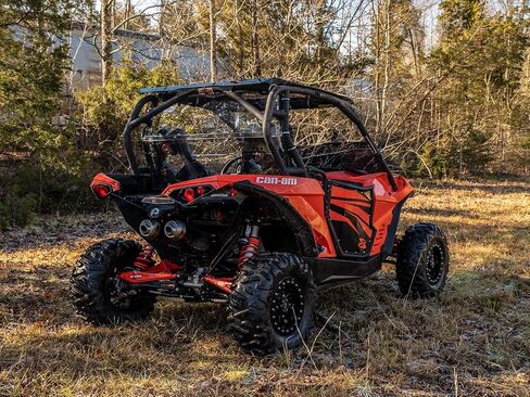 SuperATV Rear Windshield for 2013-2018 Can Am Maverick | Made of 1/4â€ Clear Standard Polycarbonateâ€"250x Stronger Than Glass and 25x Stronger Than Acrylic | Made in the USA in Saudi Arabia
