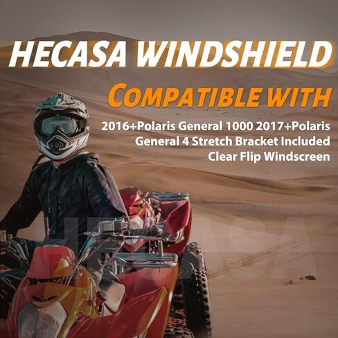 HECASA Flip 3-in-1 Windshield Compatible with 2016+ Polaris General 1000/ 4 1000 Open Vented Closed Windscreen Stretch Bracket Included Clear in Saudi Arabia