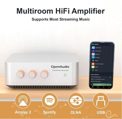 StreamerAmp Pro: Multi-Room Streaming Amplifier | Airplay2, Spotify Connect, DLNA | Mobile APP | Equalizer | Bluetooth Audio, RCA (Electronic_Component_Amplifier in Saudi Arabia