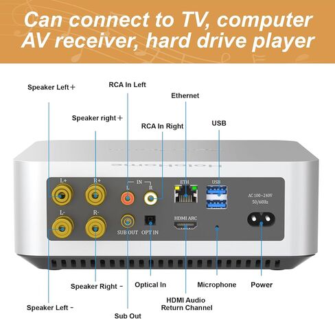 StreamerAmp Pro: Multi-Room Streaming Amplifier | Airplay2, Spotify Connect, DLNA | Mobile APP | Equalizer | Bluetooth Audio, RCA (Electronic_Component_Amplifier in Saudi Arabia