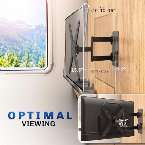 VIVO Sturdy Plastic Polymer and Steel RV TV Mount with Articulating Arm, VESA 100x100mm Mounting Pattern, Holds up to 22 lbs, Wall Bracket for Indoor Use, Black, Mount-VWRV3 in Saudi Arabia