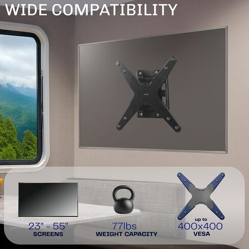 VIVO Sturdy Plastic Polymer and Steel RV TV Mount with Articulating Arm, VESA 100x100mm Mounting Pattern, Holds up to 22 lbs, Wall Bracket for Indoor Use, Black, Mount-VWRV3 in Saudi Arabia