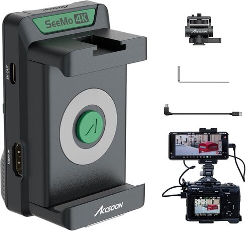 شاشة محول فيديو SeeMo 4K HDMI إلى USB من Accsoon لأجهزة iOS، جهاز إرسال فيديو في الوقت الحقيقي - بث مباشر/تسجيل/مشاركة، شحن سريع - بطاقة CD - خفيفة الوزن وسهلة الاستخدام in Saudi Arabia