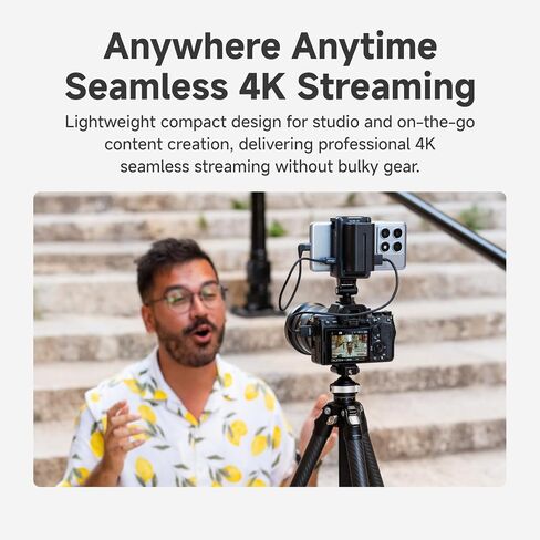 شاشة محول فيديو SeeMo 4K HDMI إلى USB من Accsoon لأجهزة iOS، جهاز إرسال فيديو في الوقت الحقيقي - بث مباشر/تسجيل/مشاركة، شحن سريع - بطاقة CD - خفيفة الوزن وسهلة الاستخدام in Saudi Arabia